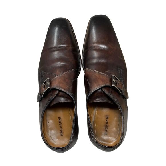 Magnanni Loafers Mens 11 Brown Leather‎ Marco II Monk Strap Buckle Dress Shoes main image 11